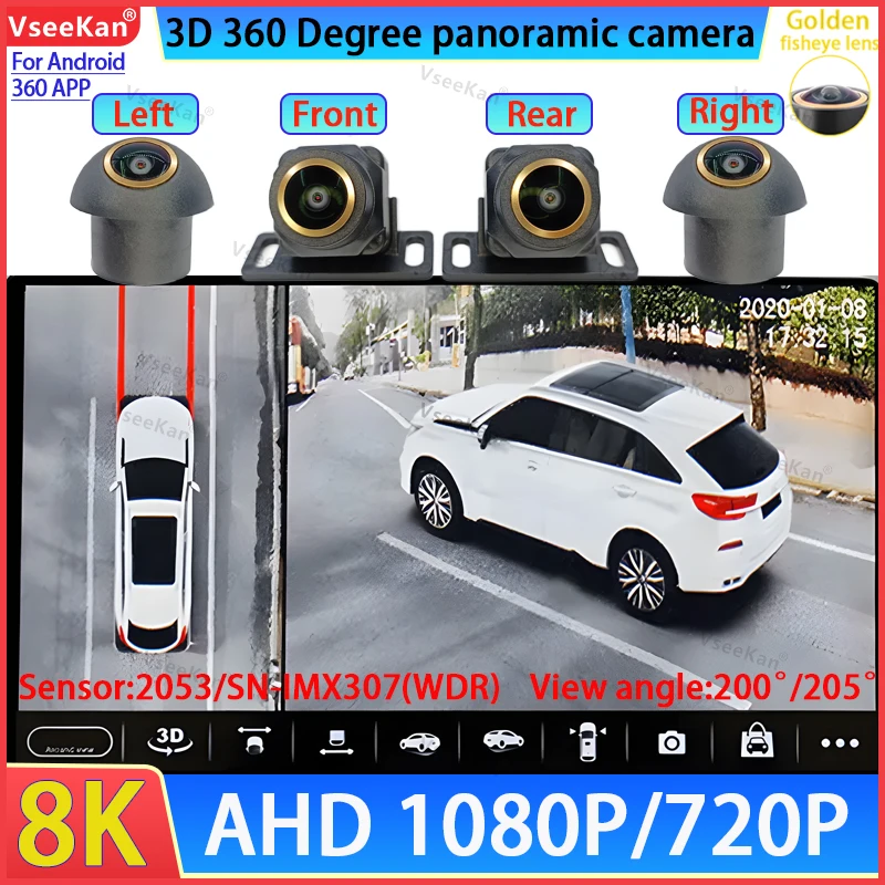 

WDR 360 Camera For Android multimedia with 360° panoramic system built-in 360App 8K Super HD 3D AHD1080P 720P Golden fisheye