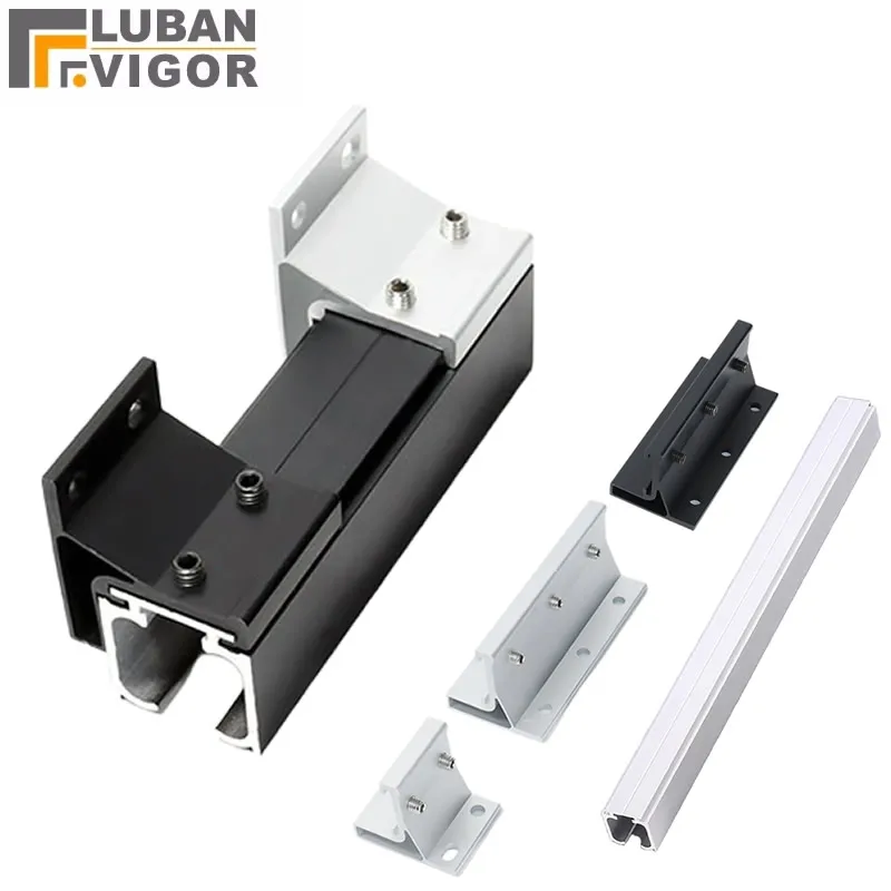 Sliding Door Track with Two Way Buffer Damper Aluminum Alloy Easy Installation for Wooden Door Balcony Kitchen Glass Door