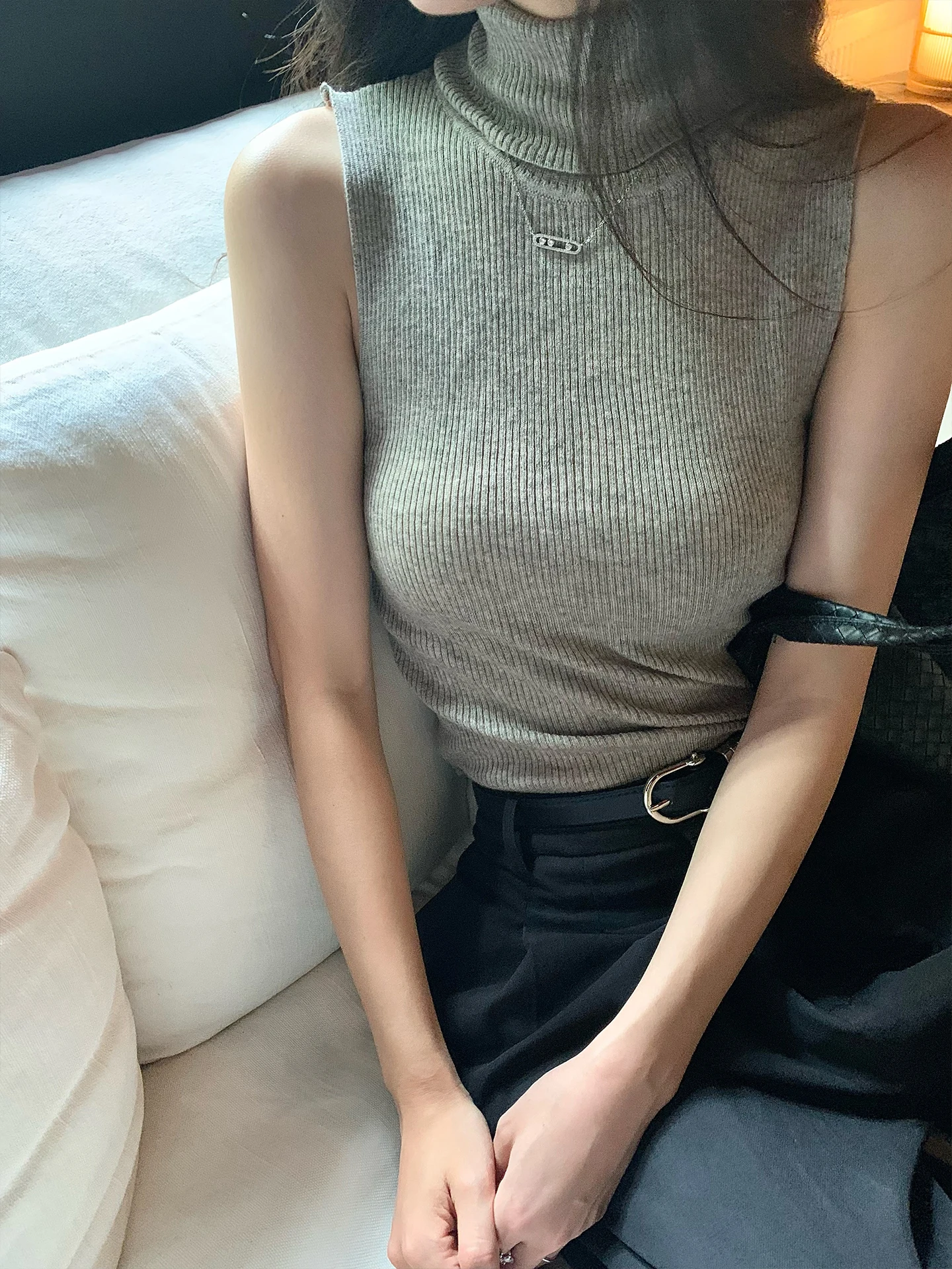 

Norain High Ne Svel вязаный жилет женский легкий облегающий базовый жилет ранней осени новый Sle ay сексуальный Ciwalk