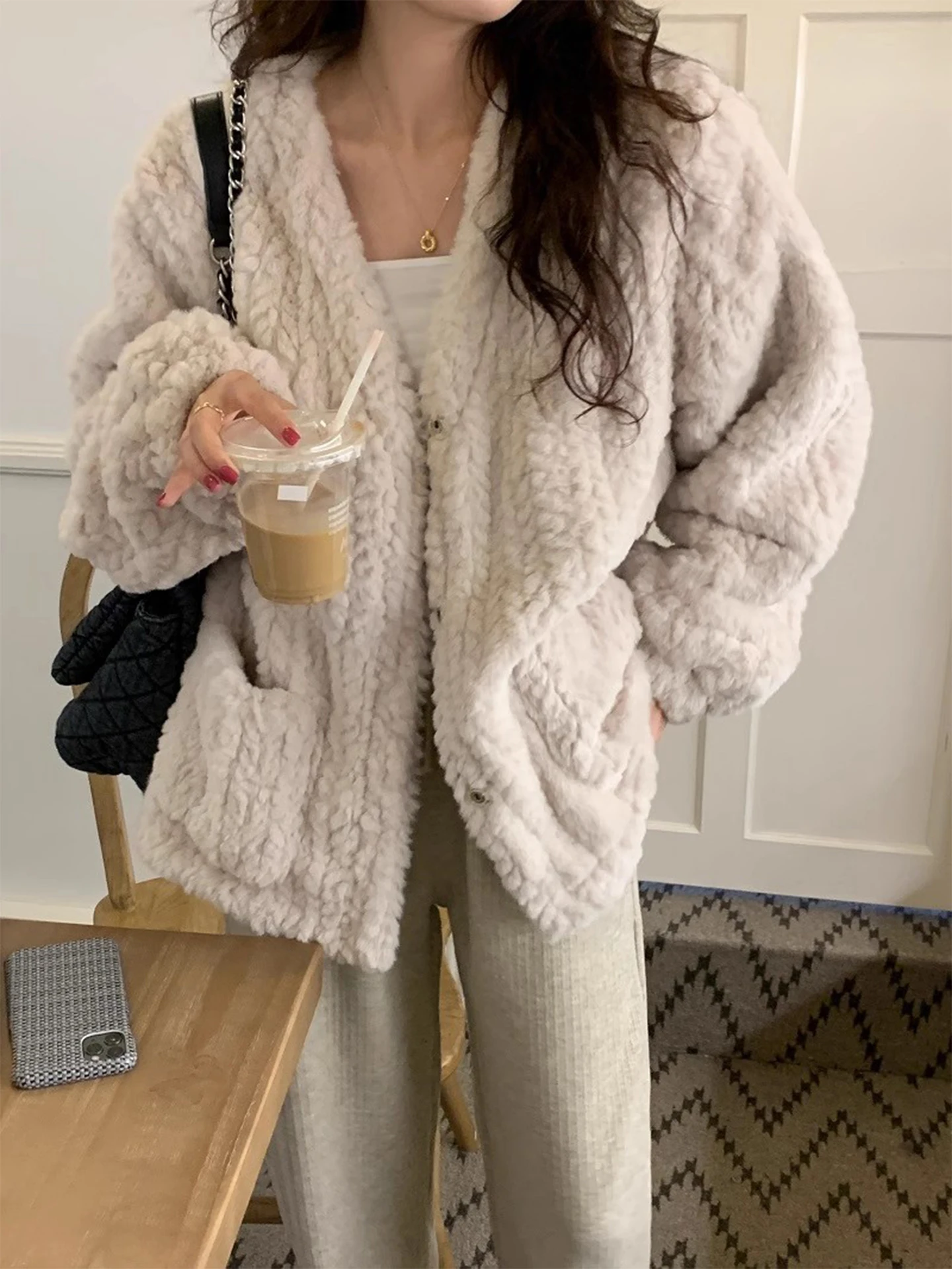 

Корейская женская теплая хлопковая одежда Sle V-Ne Plu ort Jaet, новая зимняя одежда Lazy Sle Faionable And Sli