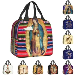 Our Lady Of Guadalupe Virgen Maria Zarape Insulated Lunch Bag for Women Waterproof Virgin Mary Catholic Thermal Cooler Bento Box