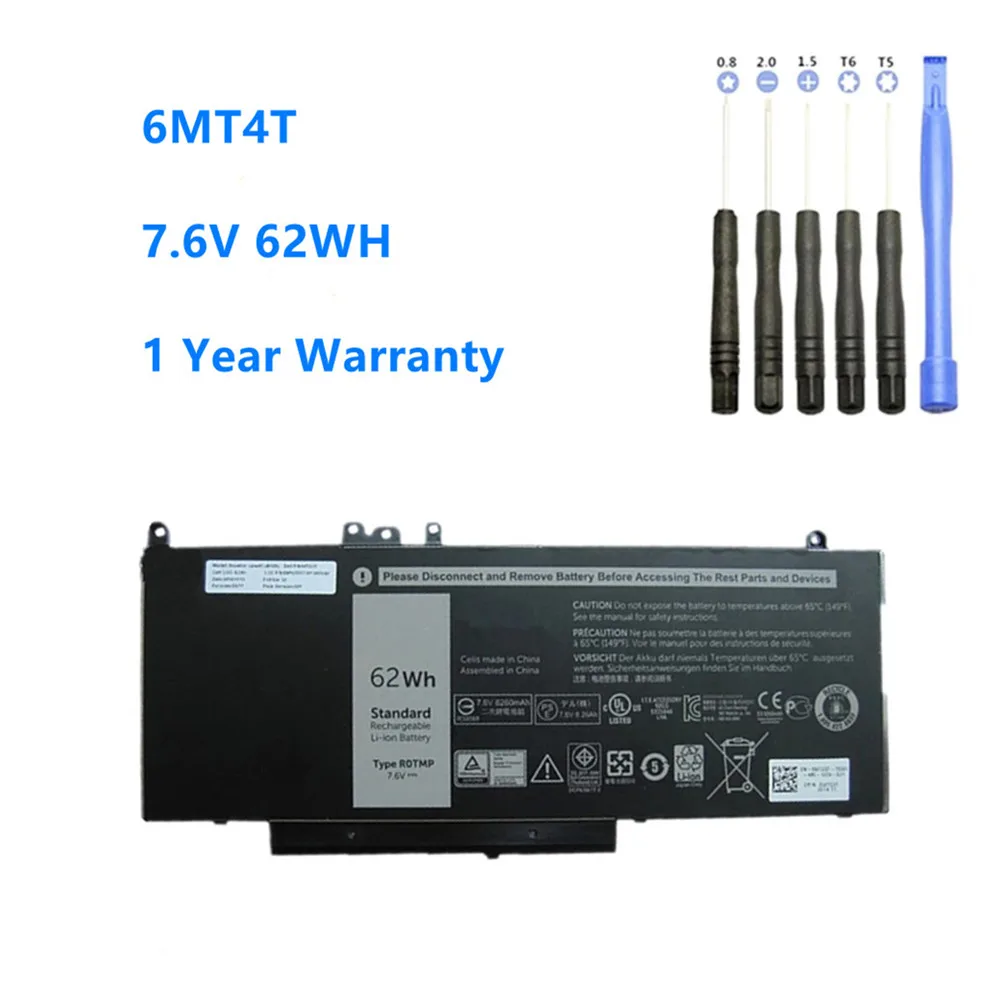 

6MT4T 7.6V 62WH Laptop Battery for DELL Latitude E5270 E5470 E5570 Notebook 15.6" M3510 07V69Y 7V69Y TXF9M 79VRK