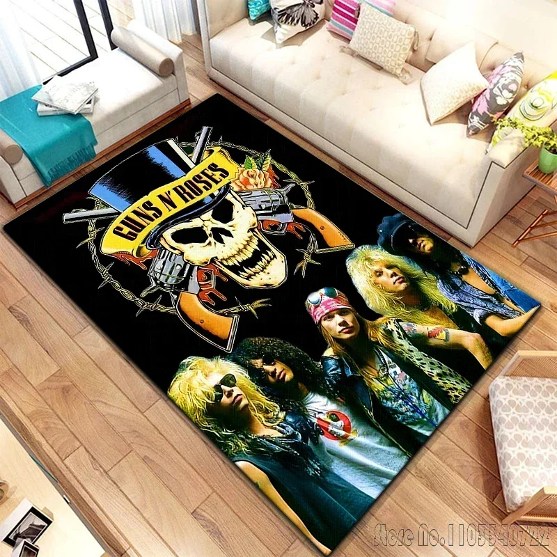 Guns N Roses Hard Rock Band Cartoon Rug Carpets 120x160cm Decor for Living Room Children's Bedroom Sofa Bathroom Kids Floor Mat