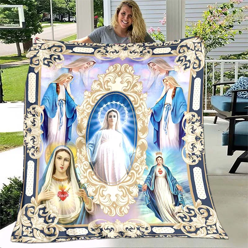 

Jesus Virgin Mary Soft Throw Blanket Bedding Flannel Living Room/Bedroom Warm Blanket