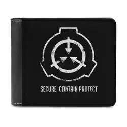 Scp seguro. Conter proteger carteira de couro carteira masculina diy personalizado bolsa dia do pai presente scp fundação símbolo logotipo