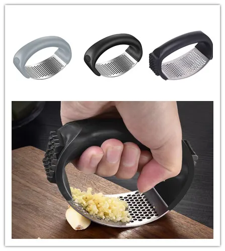 Stainless Steel Garlic Press Squeezer Manual Garlic Ginger Rocker Crusher Garlic Cutting Mince Tools Kitchen Tenderizer Gadgets