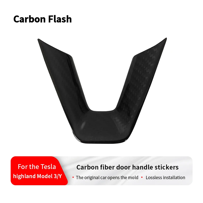 Suitable for Tesla Model 3/Y Highland 2025 – Carbon Flash Matte Carbon Fiber Steering Wheel U-Shaped Cover Patch.