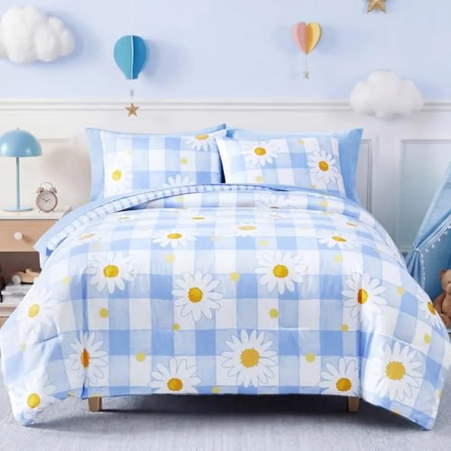

Size Comforter Sets for Girls Reversible Bedding Set All Season Bed in a Bag 7 Pieces with Sheets Pillowcases and Shams