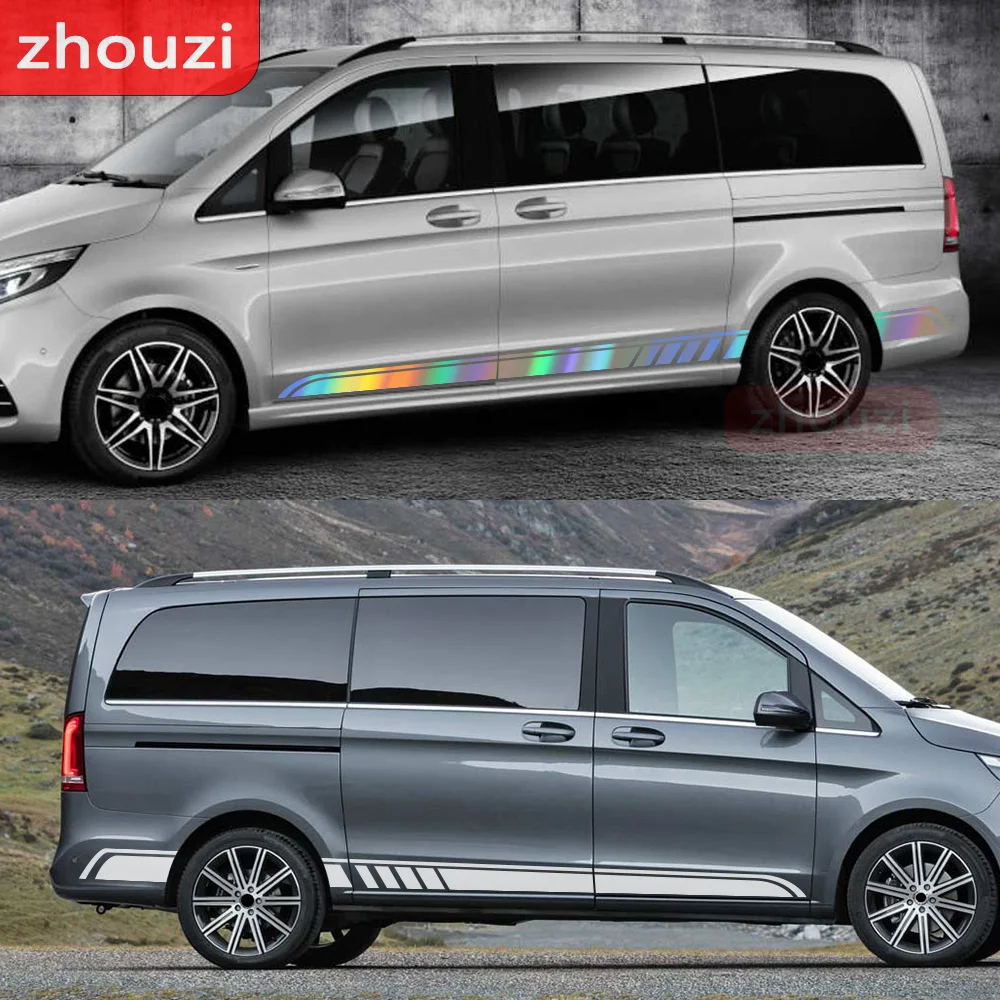 For Mercedes Benz Vito Viano V Class w447 v260 Long Side Stripe Car Sticker Vinyl Car Film Decals Auto 2 Pcs Accessories