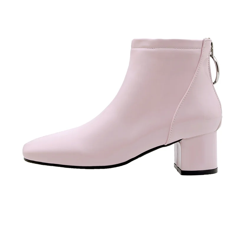 Solid Ankle Boots For Women Casual Elegant Short Shoes Waterproof Pink Red White Women\'s Ankle Boots Party Shoes Large Size 45