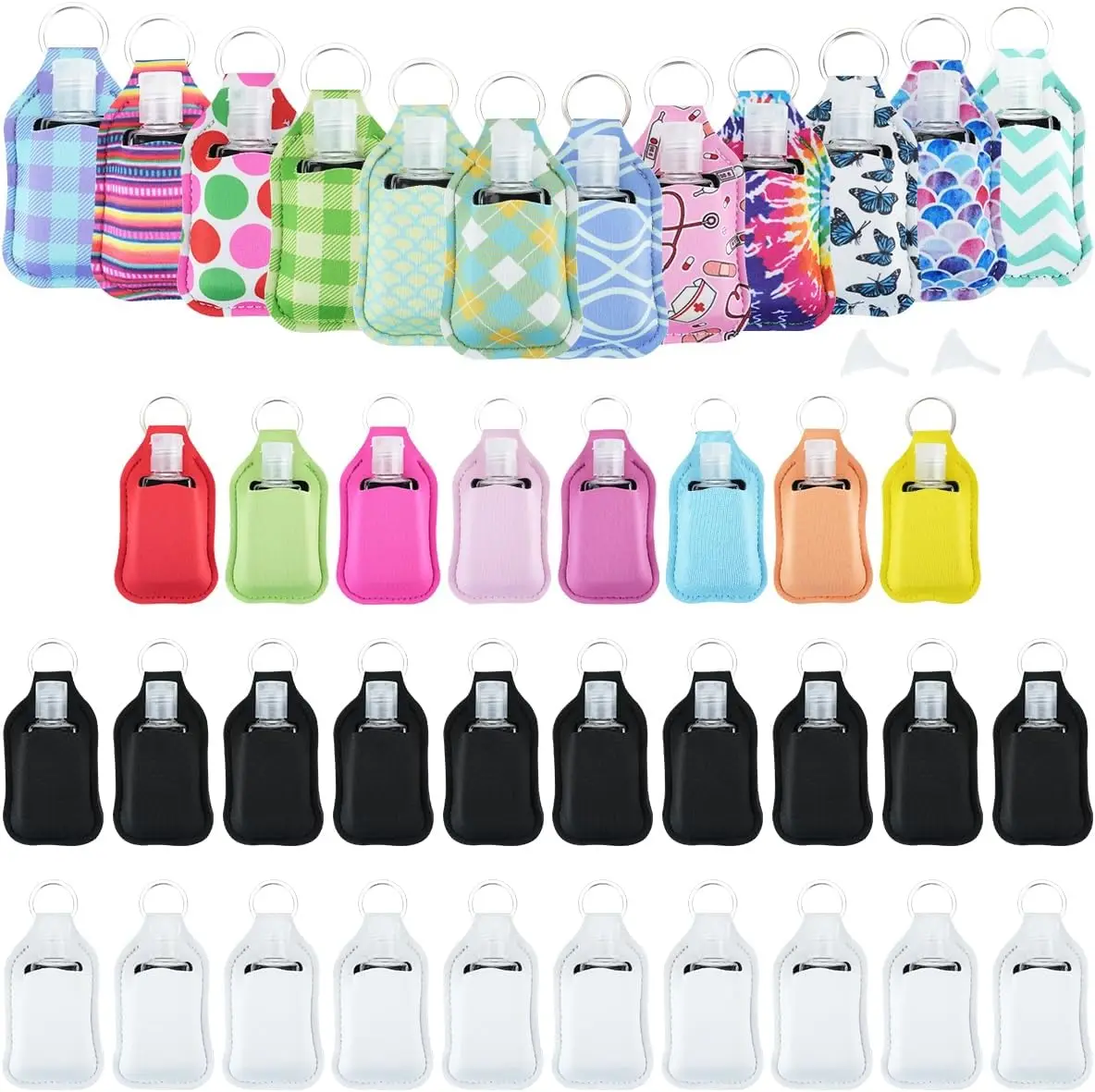 

80pcs Hand Sanitizer Keychain Holders Set 40Pcs Hand Sanitizer Holder 40Pcs Reusable Flip Cap Travel Bottles for Hand Sanitizer