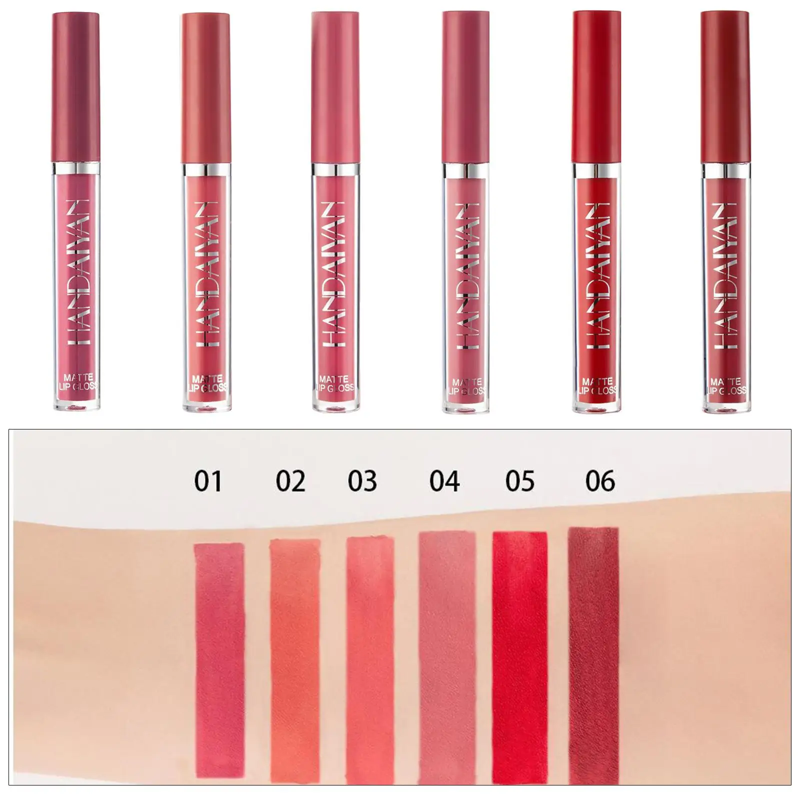 Confezione da 3-6 rossetto liquido nudo opaco trucco impermeabile cosmetici durevoli 01