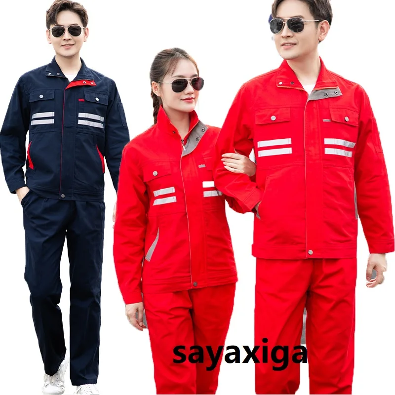 

High quality Hi vis safety work clothing auto repairman mechanic electrical labor uniforms welding suit Cotton working coveralls