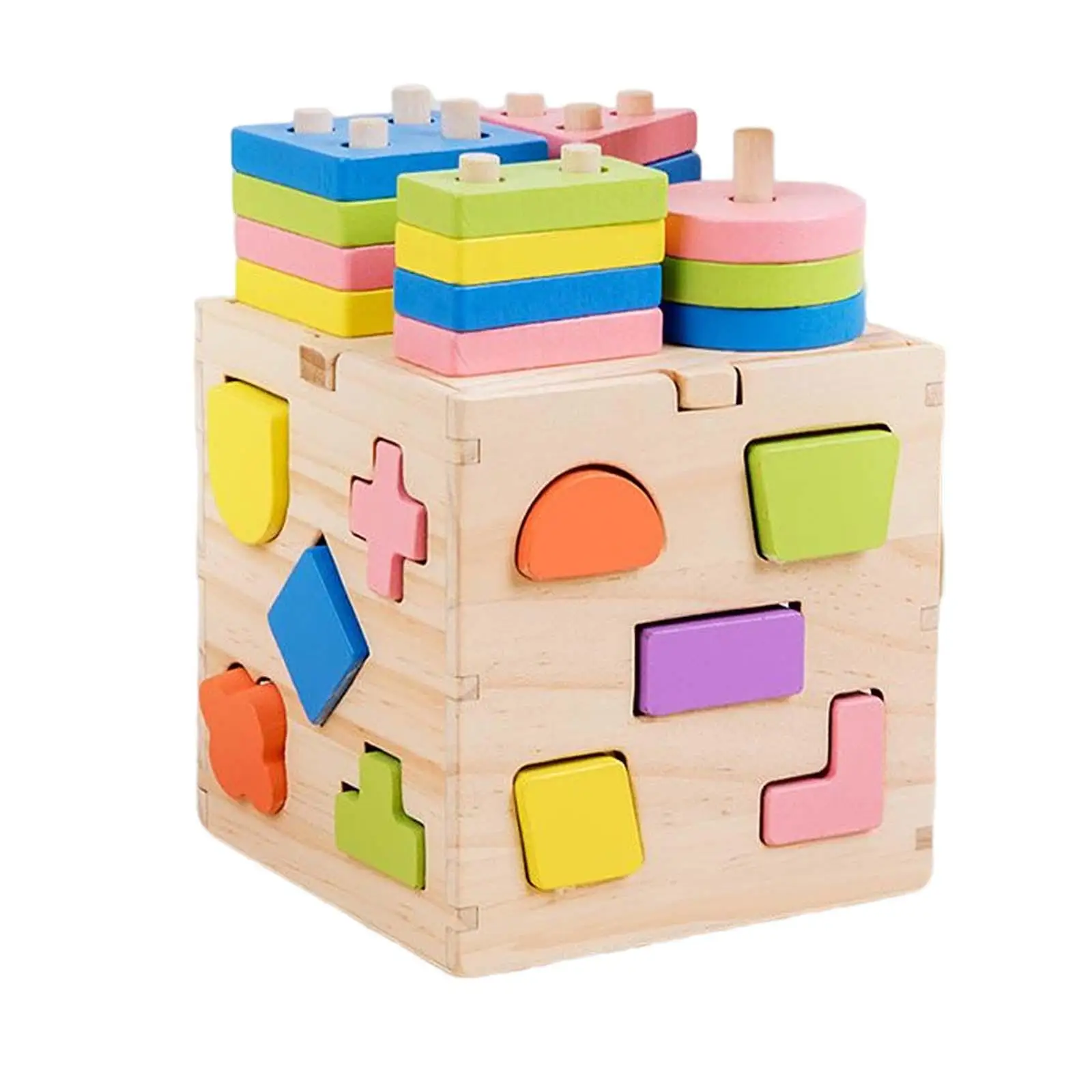 Wooden Geometry Shape Toys Color Matching Toys Shape Sorter Toys for Gifts