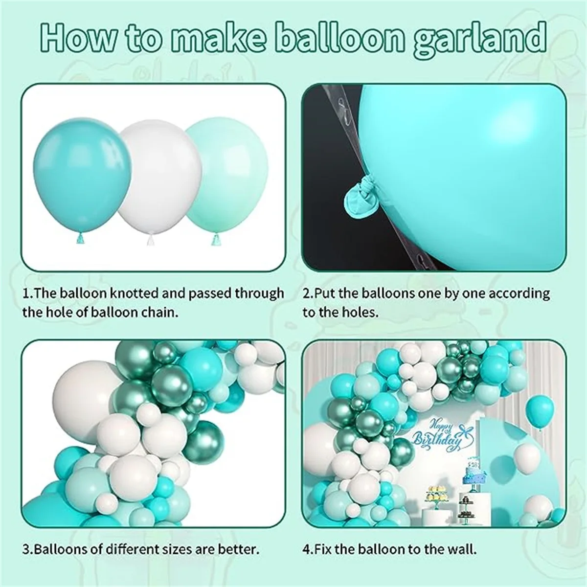 Blue Balloon Garland Arch Kit Happy Birthday Party Decorations Confetti Balloon  Wedding Decor Balloon