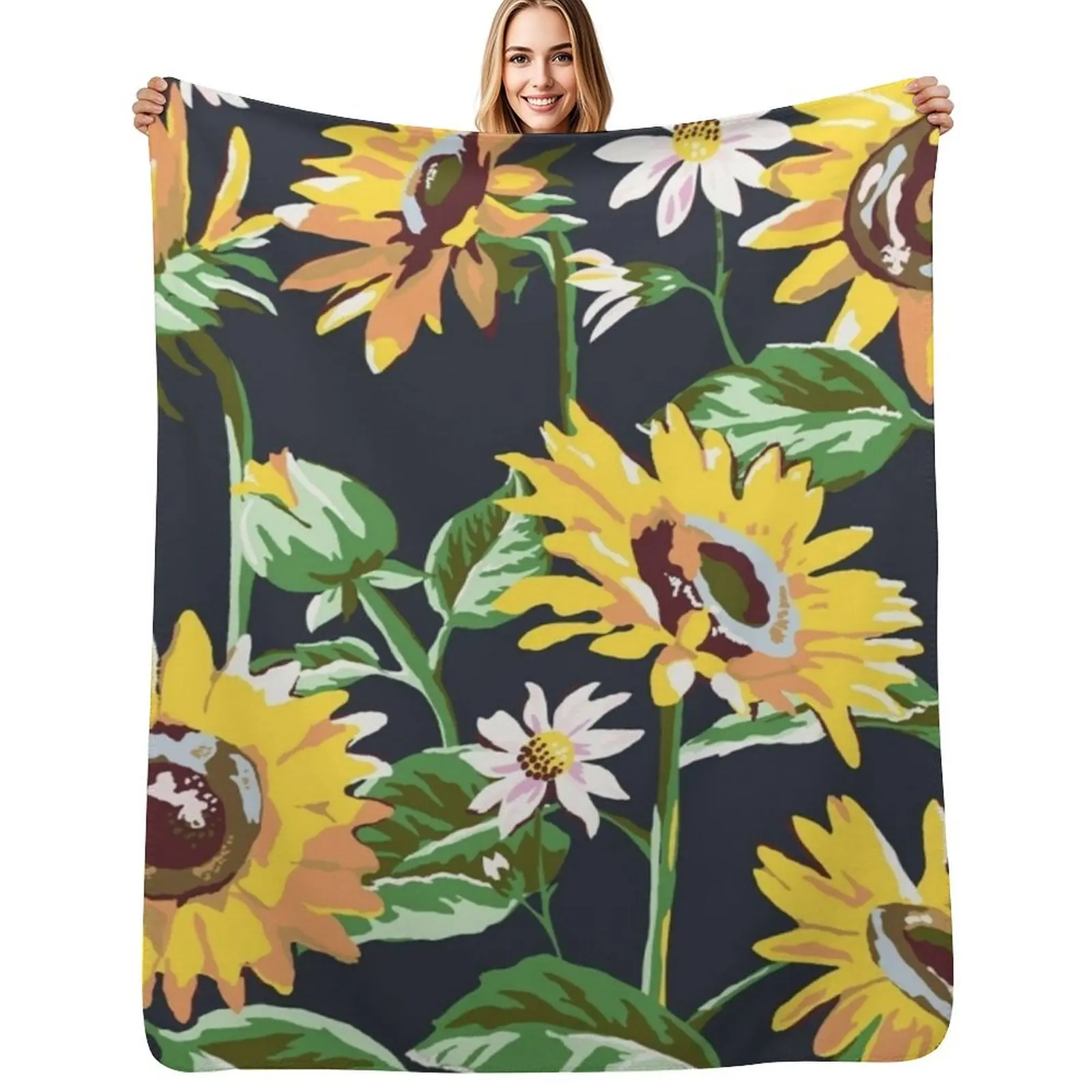 

Vera Bradley sunflower Throw Blanket Soft Sherpa Fleece Warm Blanket for Winter