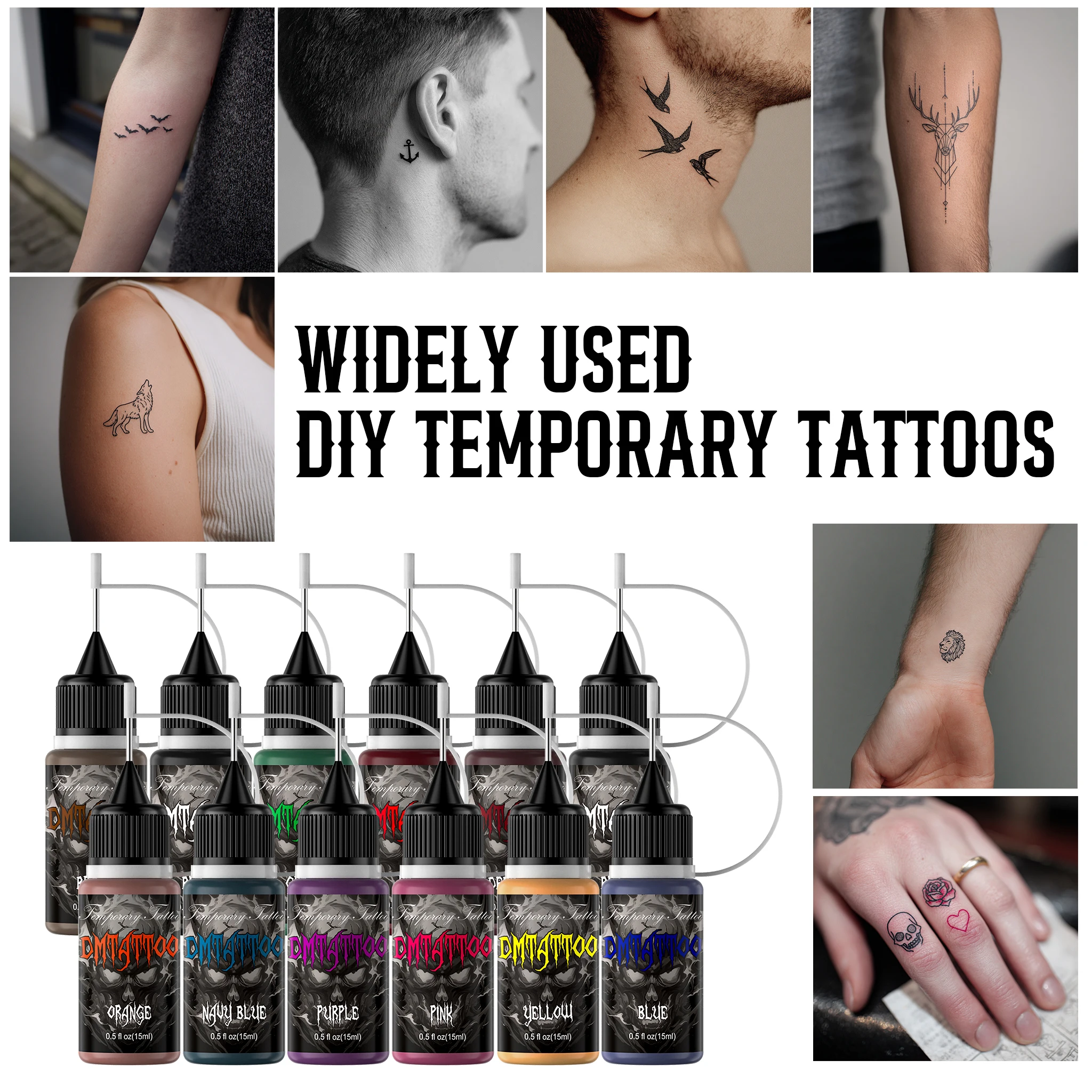 ครีมเฮนน่าสีน้ำตาลธรรมชาติออร์แกนิค 12 ชิ้น ชุดครีมเฮนน่าสำหรับสักลายชั่วคราว ครีมเฮนน่ากึ่งถาวร