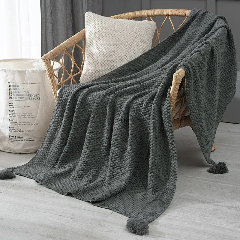 

Knitting Blanket Nordic Style Solid Warm Comfortable Office 365 Air Conditioning Lunch Break Shawl Sofa Leisure Throw Blankets