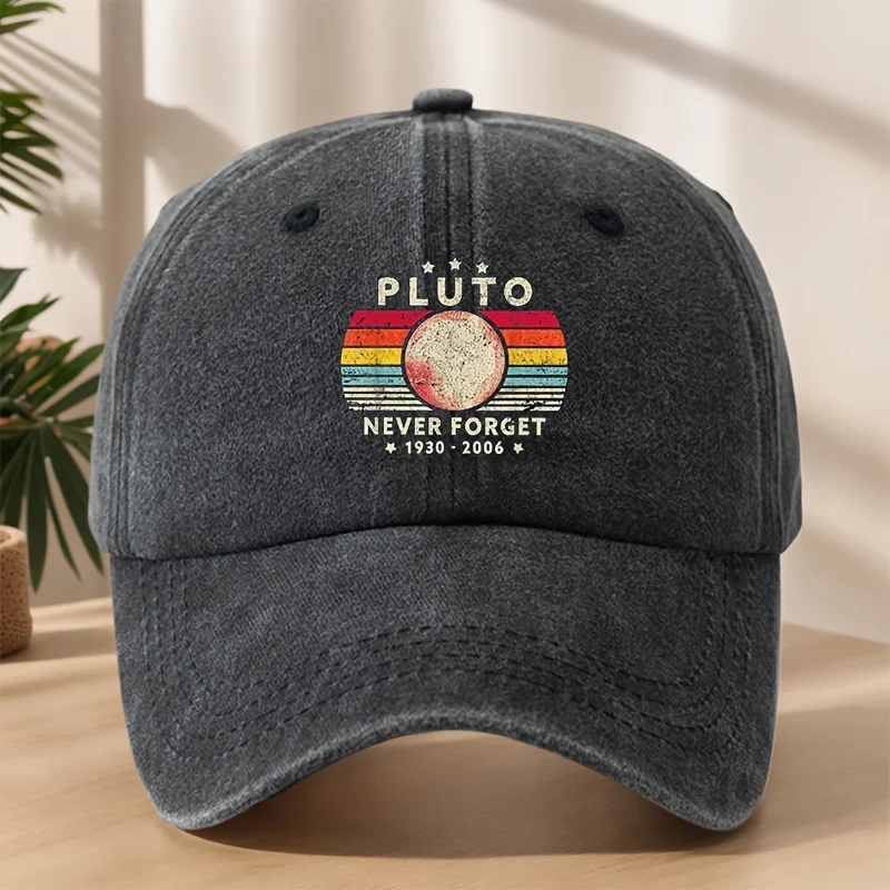 

Men's Retro Space "PLUTO NEVER FORGET" Baseball Cap, Soft Breathable Adjustable, Outdoor/Casual/Sun Protection, Stylish Hat