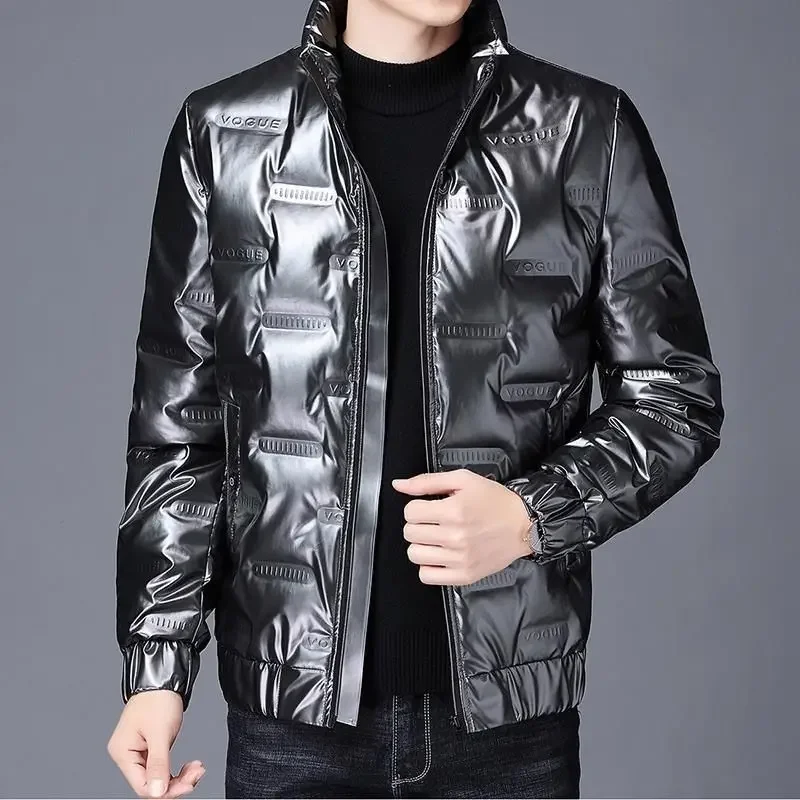 Man Padded Coat Collared Padding Short Parkas Glossy Korean Reviews Many Clothes Down Jackets for Men Luxury Clothing Popular