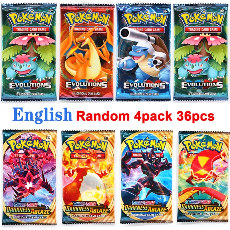 Cartes Pokémon Evolutions Darknsynchronization Ablaze, GX Vmax EX Mega Energy Shining Game Carte Battle Trading Collection Card Gifts, 36 PCs, 40PCs