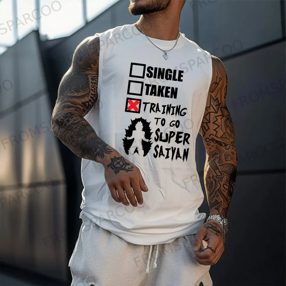 New Dragon Ball Anime Goku Peripheral Print Tank Top Gym Men's Casual Loose Sports Summer Fashion Pure Cotton Vest ins view 3