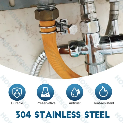 Imagen 2 del producto HOWSHENG Abrazadera de manguera de doble alambre 12-160 mm 304 Abrazaderas de tubo ajustables de acero inoxidable Clip Aro Fujedor de plomería