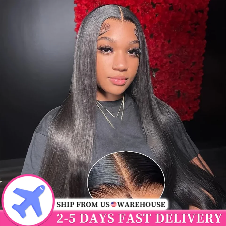 Glueless Wig Human Hair Ready To Wear And Go Preplucked Brazilian 6x4 Straight Lace Front Human Hair Wigs For Women On Sale