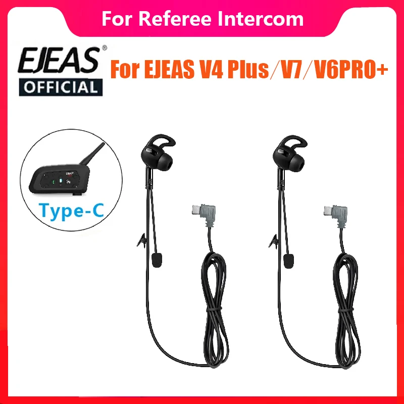 

2 шт. для EJEAS V4 Plus/V7/V6PRO + мотоциклетный шлем, Bluetooth-интерфейс Type-C, наушники-вкладыши для рефери