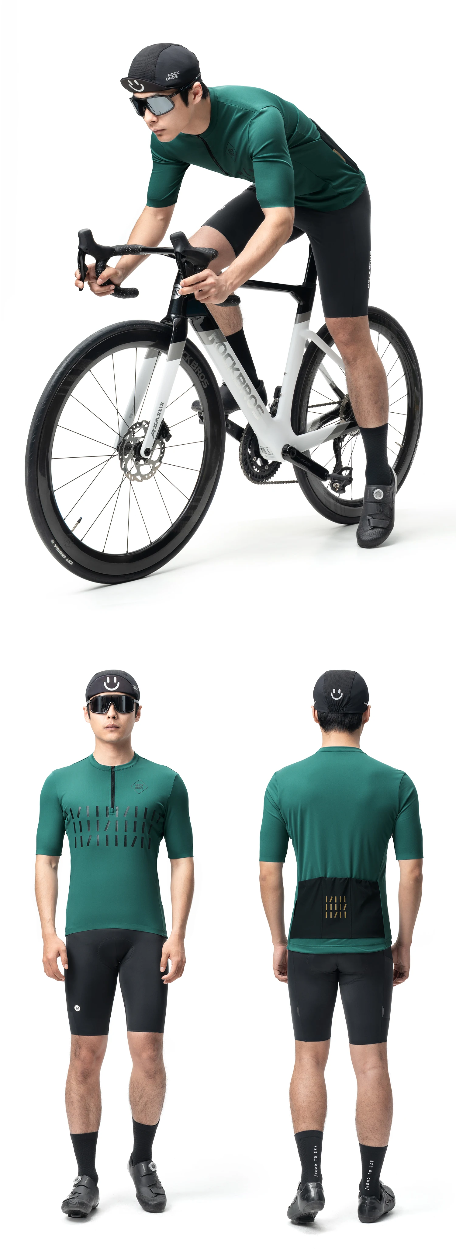 ROCKBROS Herren Fahrradtrikot Leichtgewicht Kurzarm Atmungsaktiv Sommer Fahrradbekleidung Sportbekleidung Outdoor Schnelltrocknendes Shirt – Detail 8