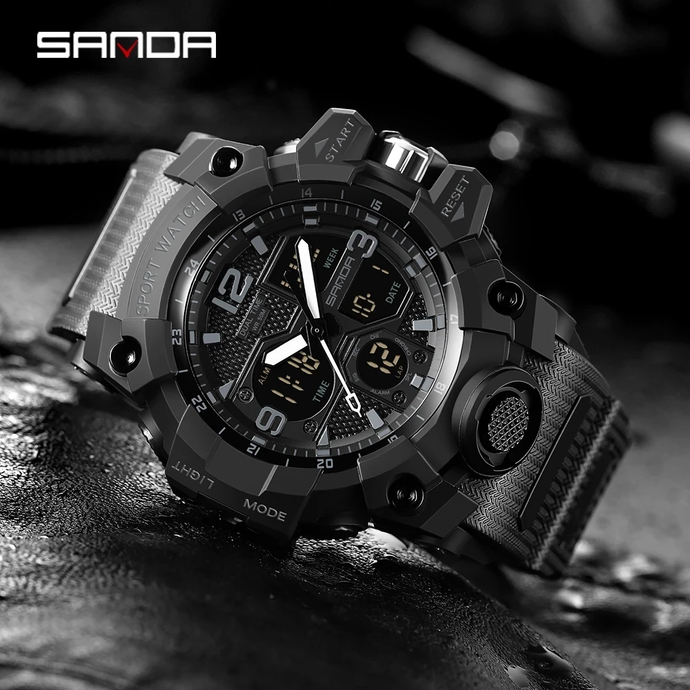 

SANDA Men Military Watches White Sport Watch LED Digital 50M Waterproof Watch Men Multifunction Clock Relogio Masculino