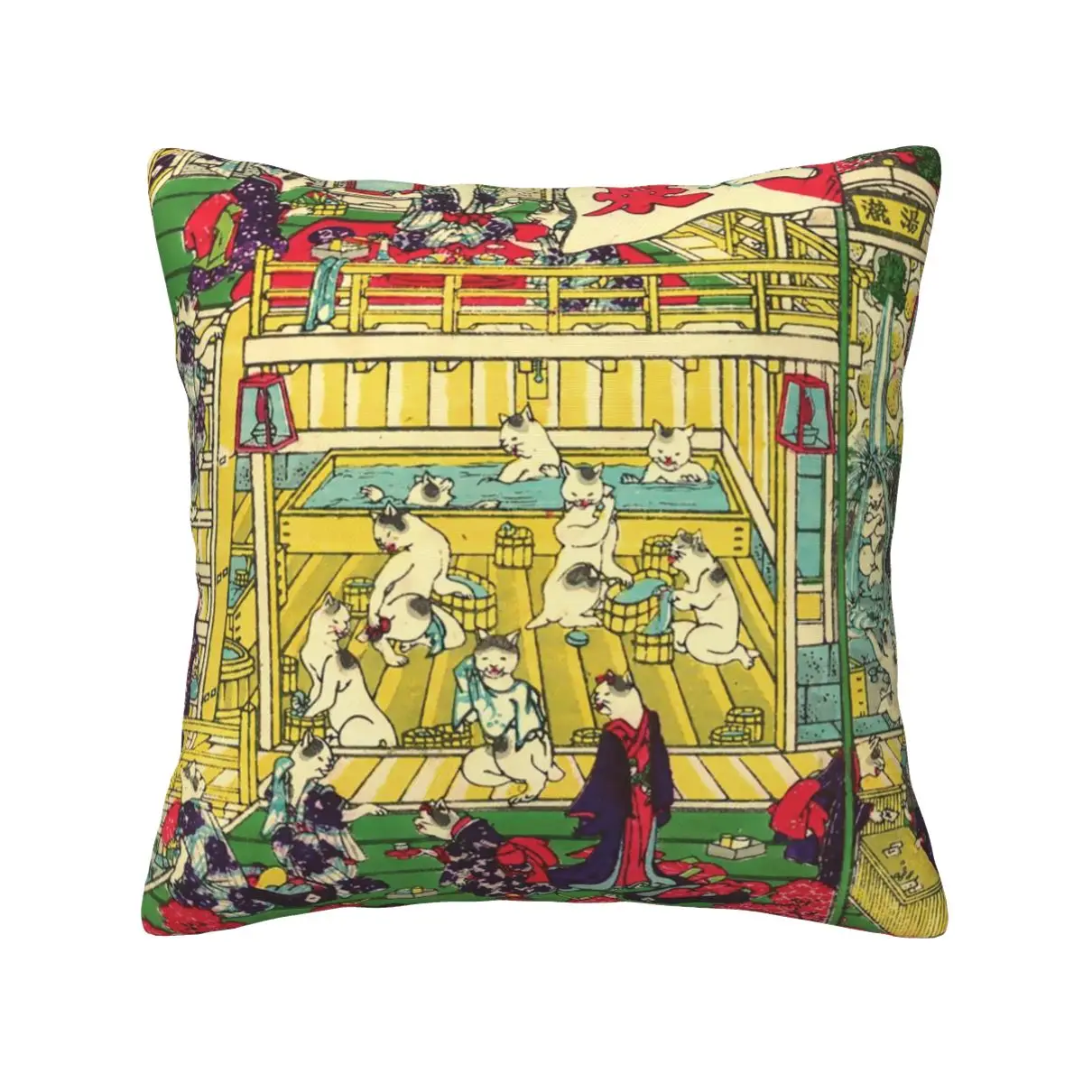 Utagawa Hiroshige Japanese Cats polyester Digital printing 50x50cm pillows for living room seat cushion Drop Shipping