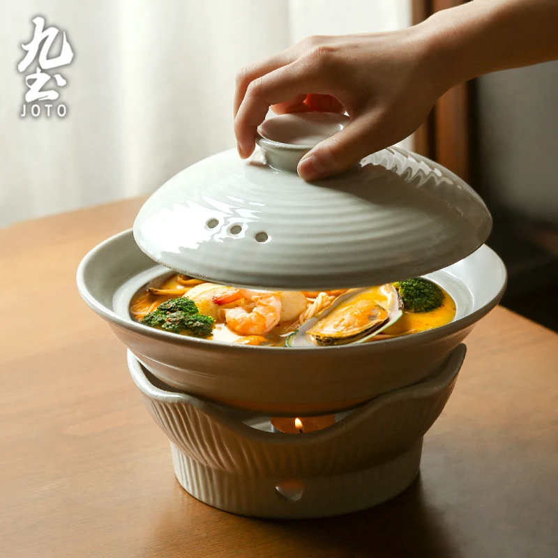 

JOTO High Temperature Resistant Japanese Style Rough Ceramic Casserole Soup Pot CJR0541
