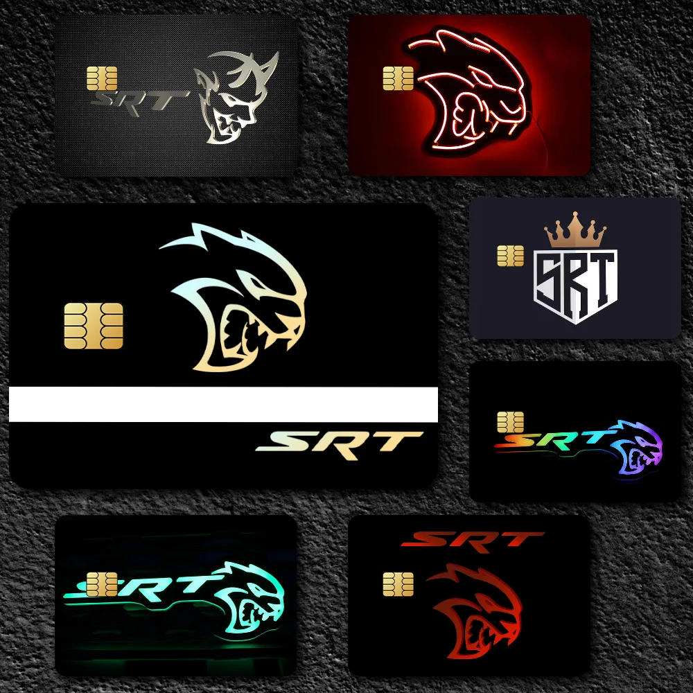 Logo S-SRT Hellcat Waterproof Film Skin Cover Credit Card Stickers 4PCS Debit Front Decoration Bank Bus Pass