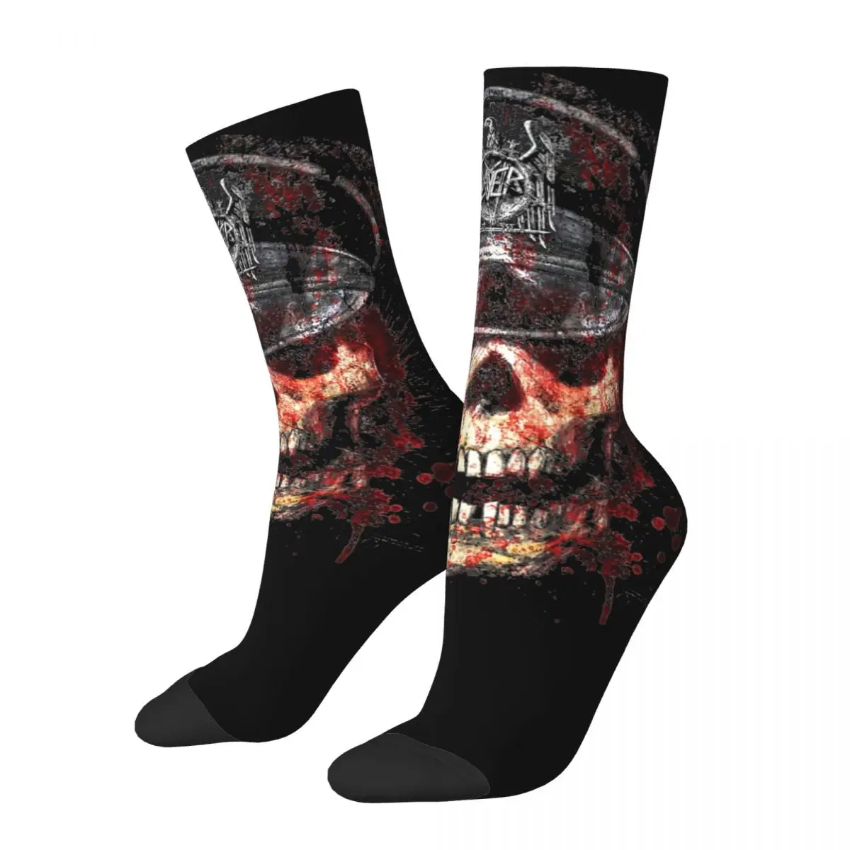 Colorful Slayer Band Sports Socks Polyester Middle Tube Socks for Unisex Breathable