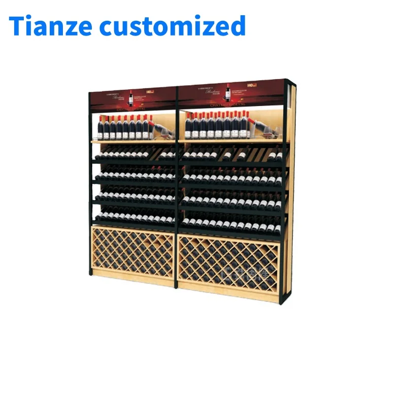 (customized)TGL modern  design factory Supply solid wood large red wine beer whisky shelves wine bottle display racks shelf