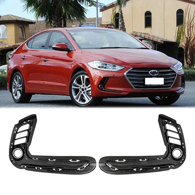 1 Pair Front Bumper Grille Driving Lamp Cover Fog Light Cover For Hyundai Elantra 2016-2019 High Configuration