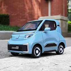 Wuling Nano EV-Simulate Alloy Car Model, Mini Car Decorations, SGMW Micromodel, Adults and Children Gift, Sound Light, 1: 18