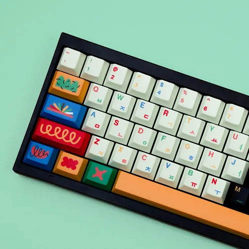 Imagen 2 del producto GMK Motif Keycaps Dye Sub alemán coreano español árabe francés ruso ISO ANSI juego grande 143 teclas para teclado mecánico
