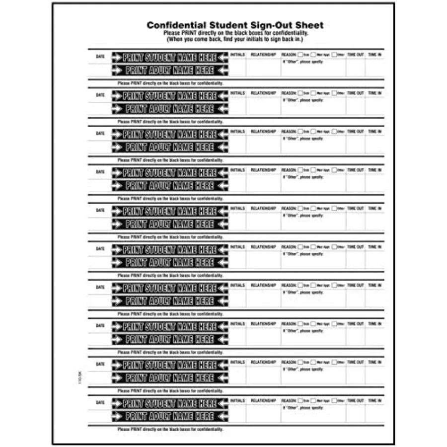 Stock - Student Sign-Out Book Parent/Guardian Edition 500/Book Min. 5-Book Purchase
