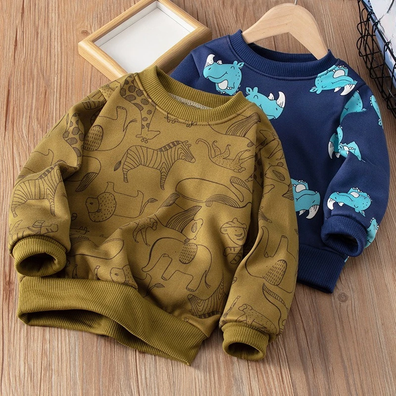 Cozy Fleece-Lined Sweatshirt for Kids – 2026 Fall/Winter Thick Warm Long Sleeve Top, Must-Have for Boys & Girls