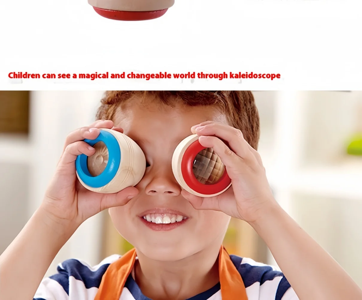 Children's Fun Rotating Wooden Kaleidoscope Puzzle Early Education Polygon Mirror Bee Eye Magic Caleidoscope Gadgets Children