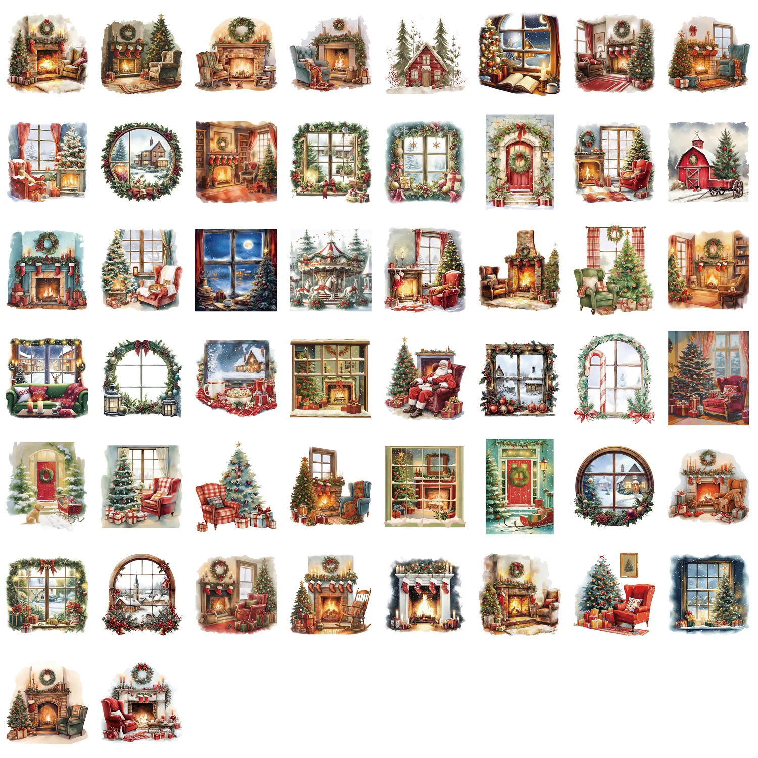 50 قطعة من ملصقات مشهد عيد الميلاد الكرتونية الشفافة لتزيين الحيوانات الأليفة والكمبيوتر المحمول والجيتار حافظة هاتف iPad ملصقات مقاومة للماء لعبة أطفال #3