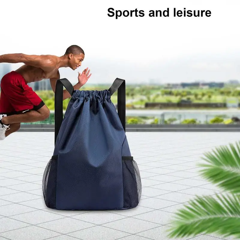 Mochila deportiva con cordón para hombre y mujer, bolsa de baloncesto de gran capacidad para gimnasio, natación y playa