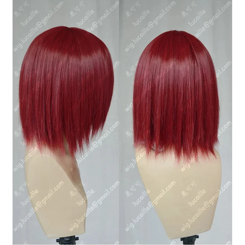 LQHigh calidad Anime Nagato Pain corto rojo oscuro pelo sintético pelucas Cosplay + gorro de peluca