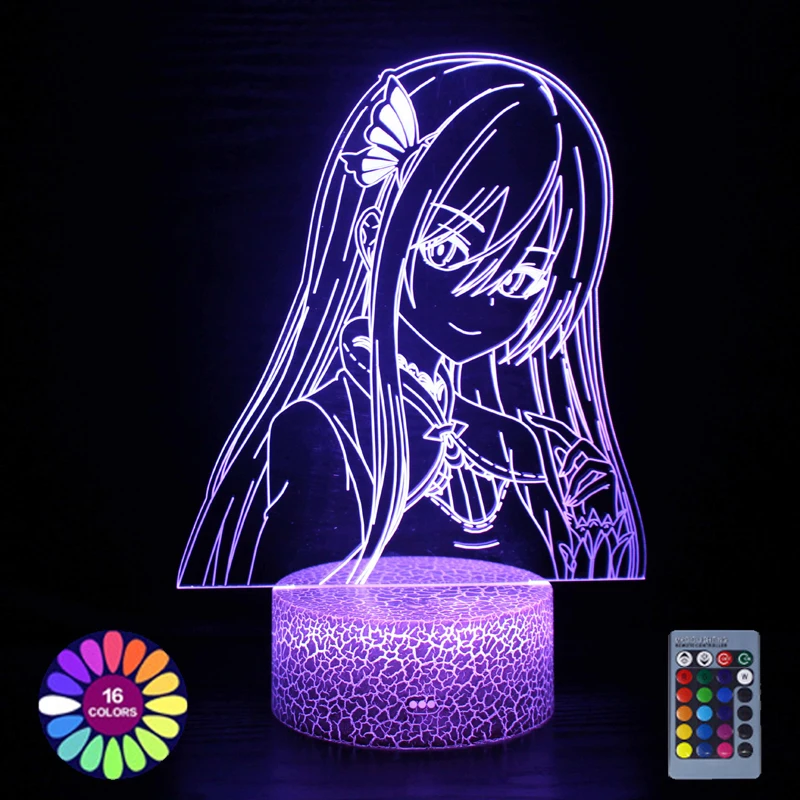 Led Lamp Anime Emilia USB Battery Power Children Night Light Boys Girls Manga Gift Cartoon 3d Table Lamp Bedroom Room Decoration