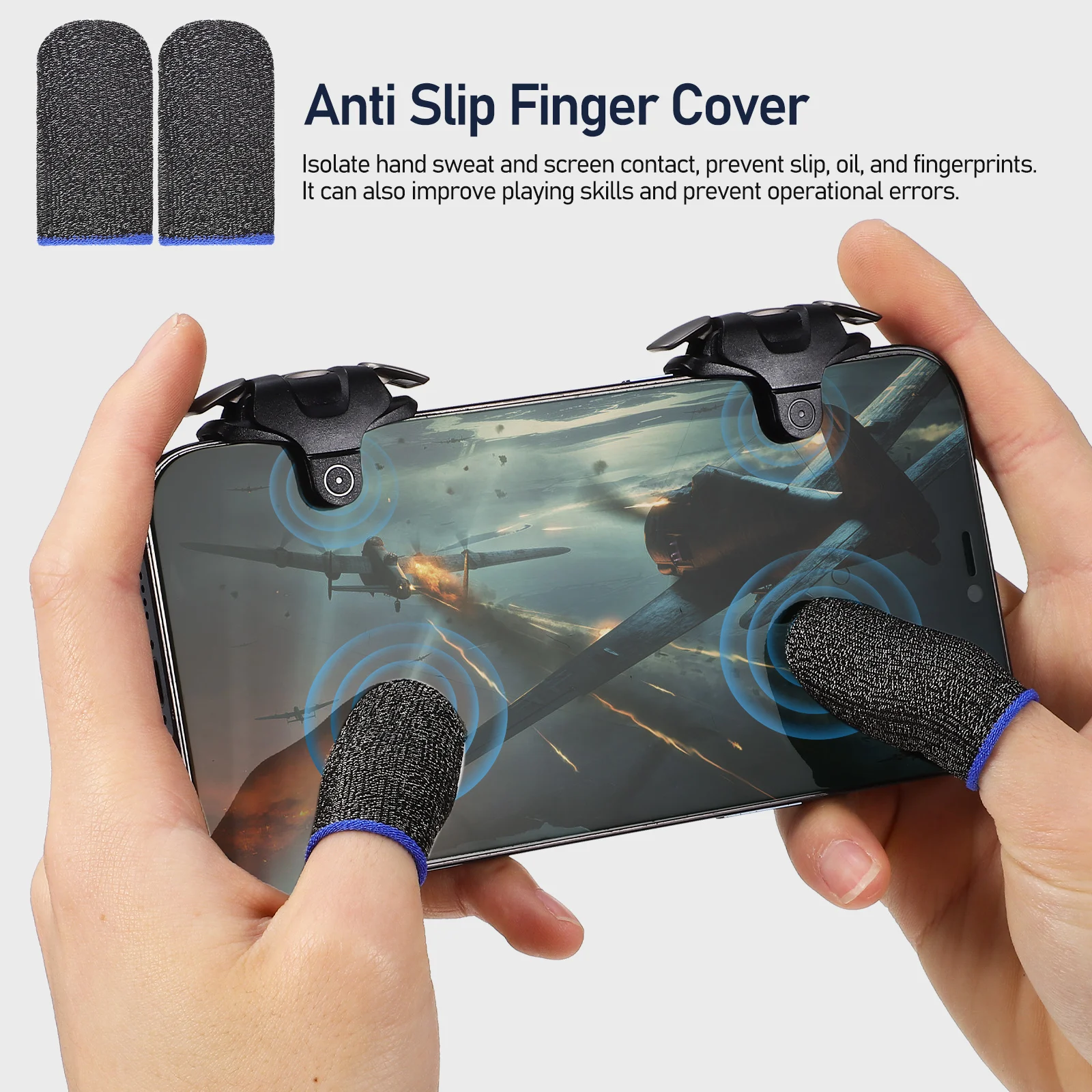 

1 set 3rd Gen Finger Triggers Ergonomic Mobile Game Controllers Stable Connection Scratch Resistant for Smartphone