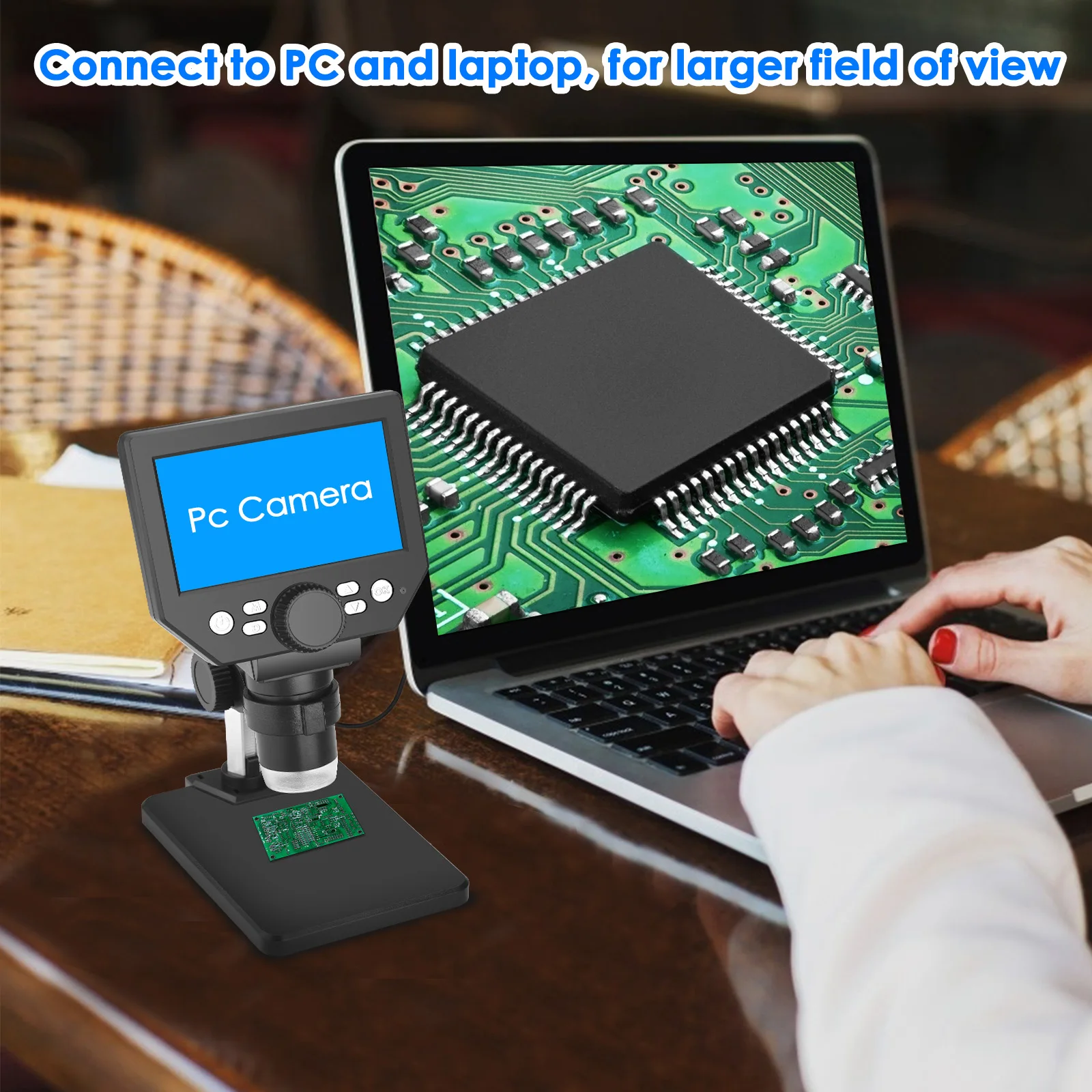 Microscopio digitale USB da 4.3 pollici 1080P microscopio professionale 8 luci a LED 1000X microscopio per bambini saldatura elettronica
