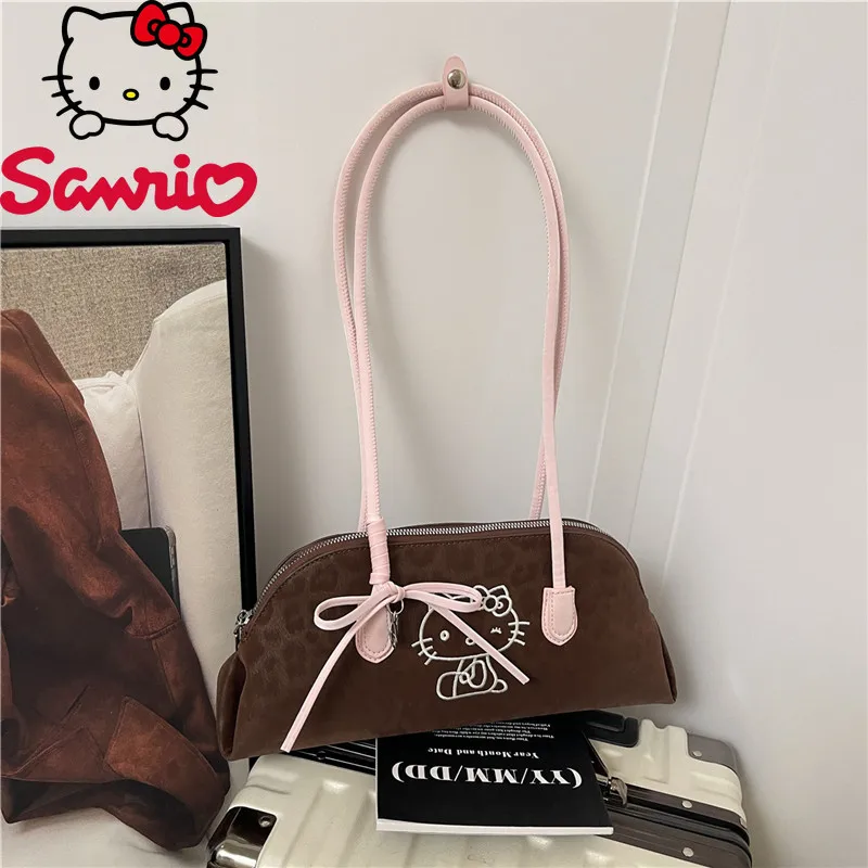 

Hello Kitty New Women's Handbag Large Capacity Embroidery Women's Shoulder Bag Retro Fashion Casual Women's Bag High Quality