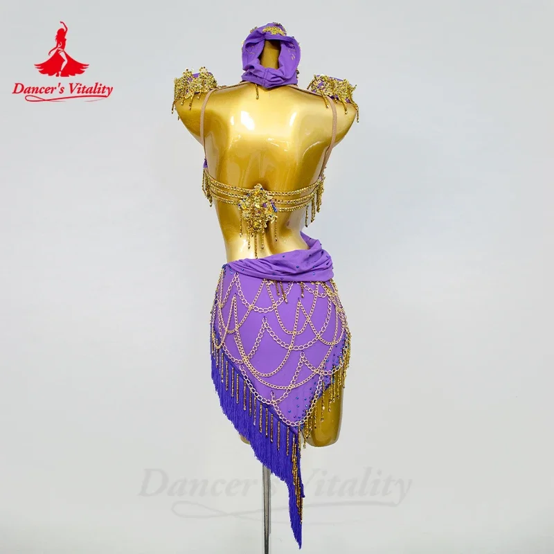 Latin Dance Dresses Customized High-end Luxury Rhinestone Tassel Dress for Adults and Children Tango Samba Competition Clothing